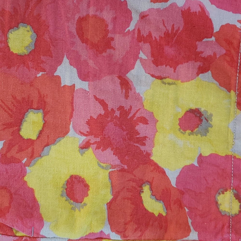 LOFT Floral Linen Shorts Pink Orange Coral Yellow - Picture 5 of 13